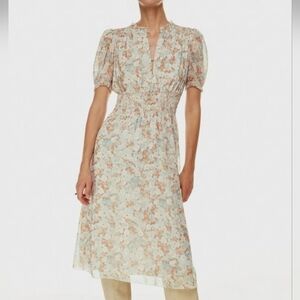 Wilfred Aritzia NWOT Daughter Midi Dress Floral Puff Sleeve Peasant Smocked S